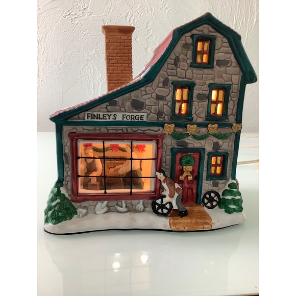 Vintage Trim A Home Blacksmith Finley Forge lighted Village EUC - Picture 3 of 12
